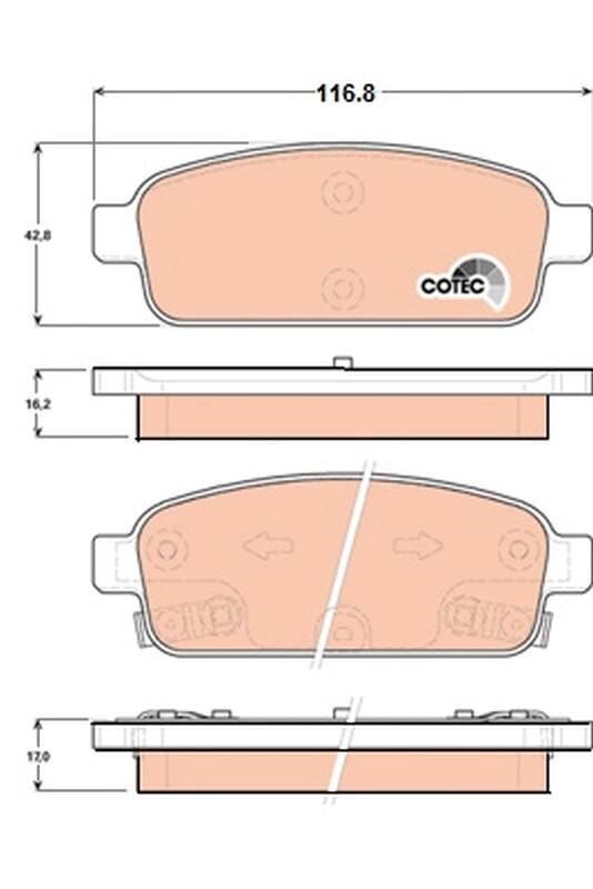 Rear brake pad set