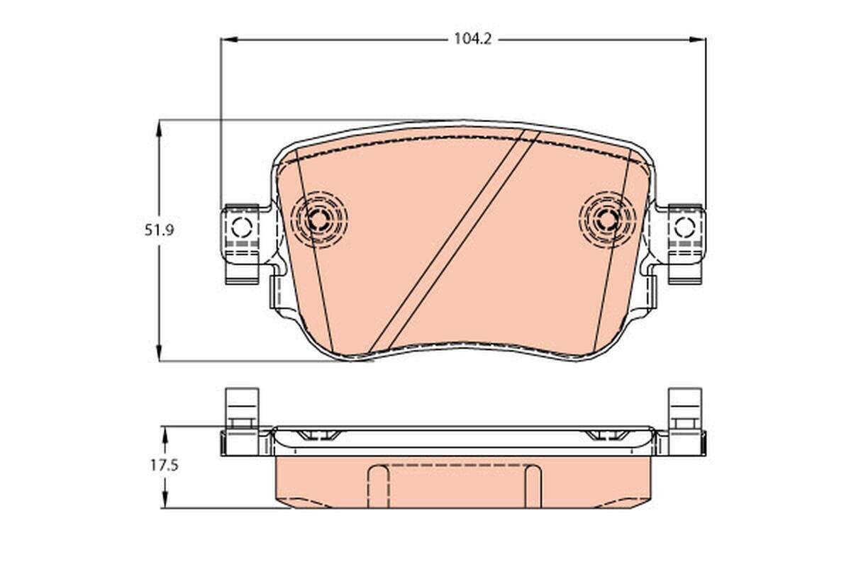 Rear brake pad set
