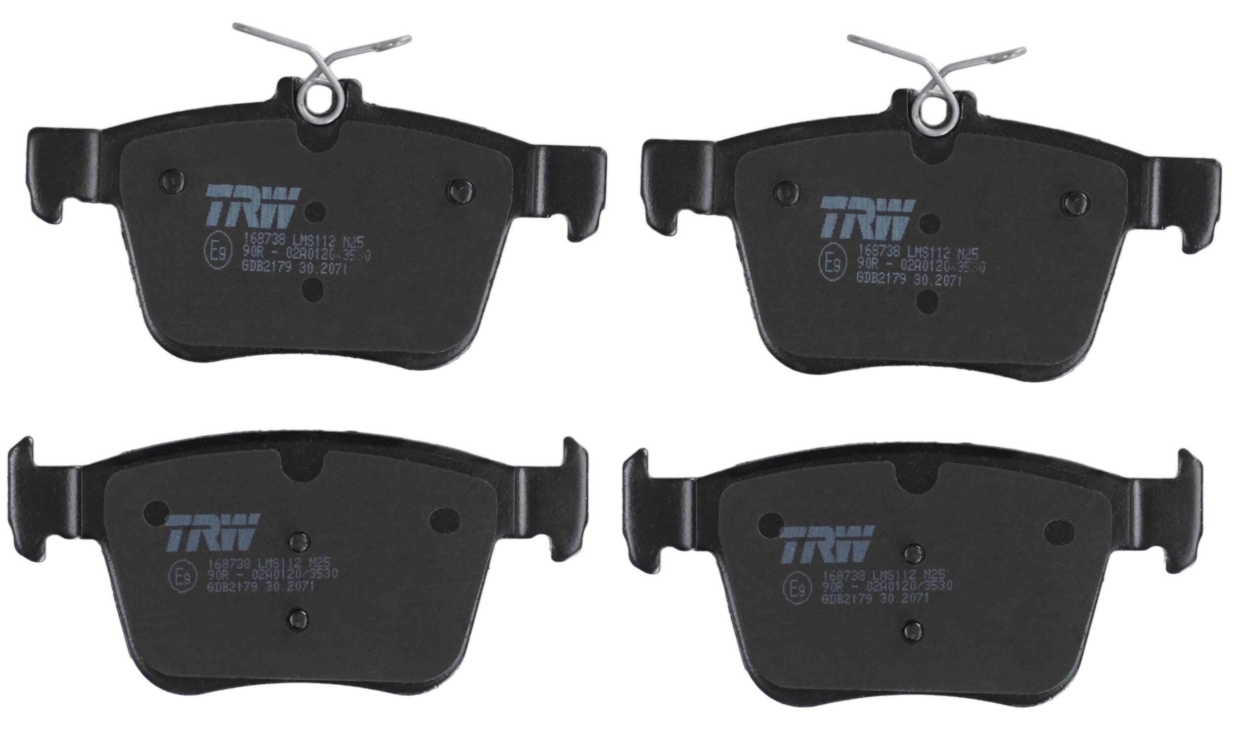 Rear brake pad set