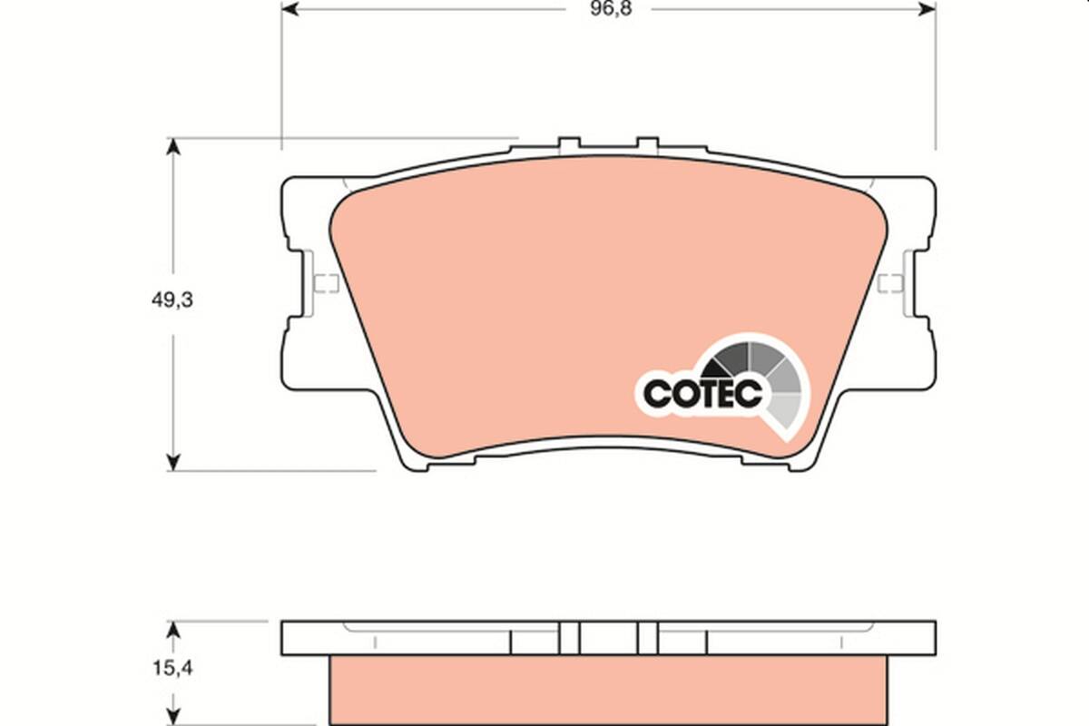 Rear brake pad set