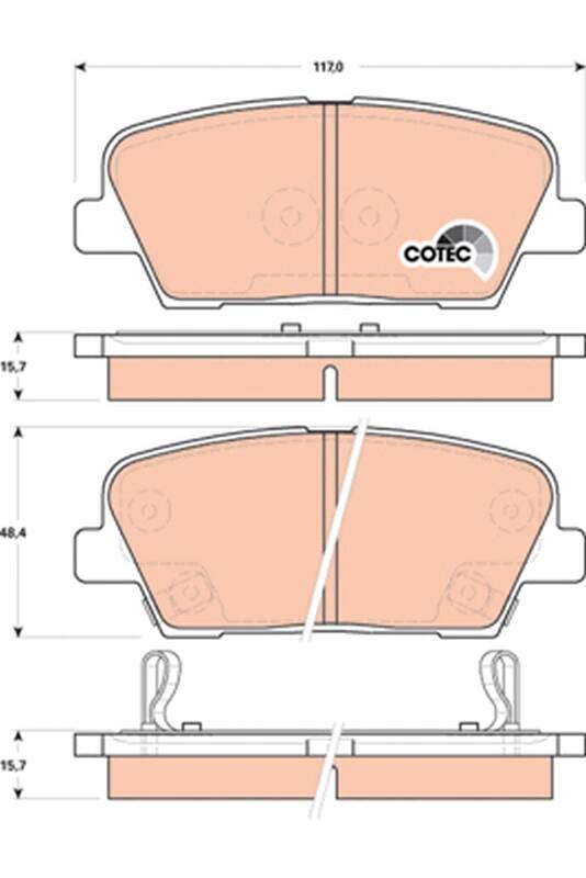 Rear brake pad set
