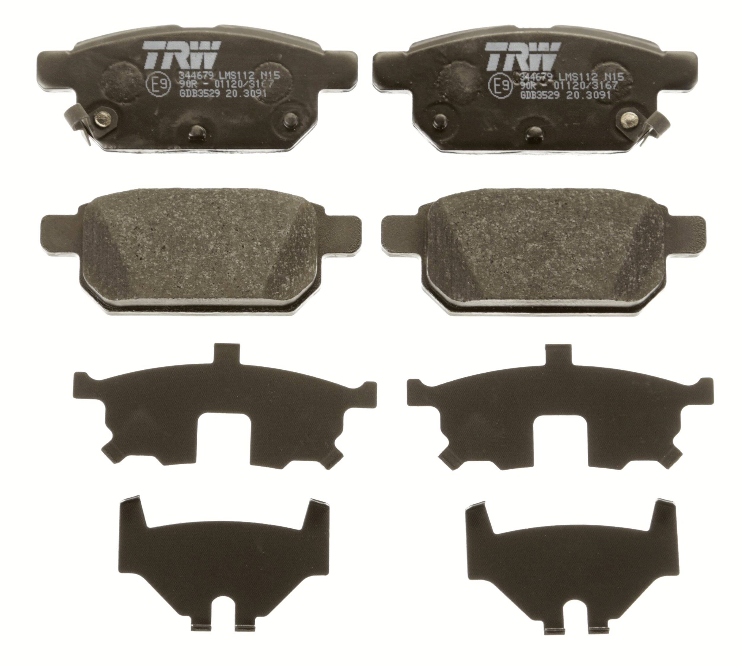 Rear brake pad set
