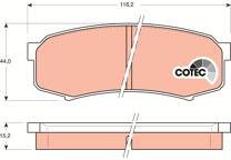 Rear brake pad set