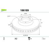 Bremssatz (2 Bremsscheiben) VALEO - 186189