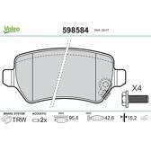 Bromsbelägg bak VALEO - 598584
