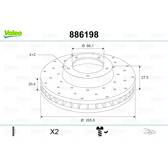 Sats om 2 bromsskivor VALEO - 886198