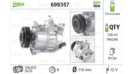 Compressor, airconditioning VALEO 021699357