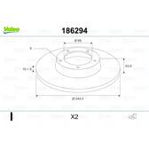 Jeu de 2 disques de frein VALEO - 186294