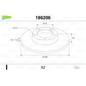 Jeu de 2 disques de frein VALEO - 186206