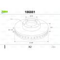 Jeu de 2 disques de frein VALEO - 186881