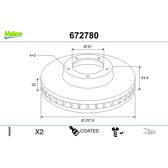 Jeu de 2 disques de frein VALEO - 672780