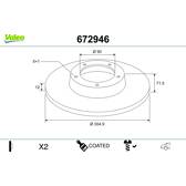 Jeu de 2 disques de frein VALEO - 672946