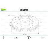 Jeu de 2 disques de frein VALEO - 886695