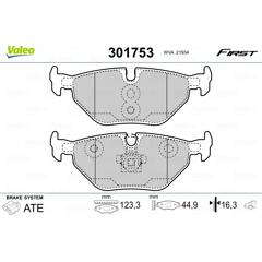 Jeu de 4 plaquettes de frein arrière VALEO - 301753