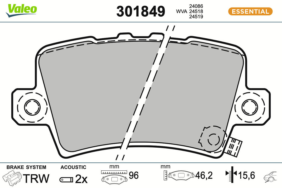 Rear brake pad set
