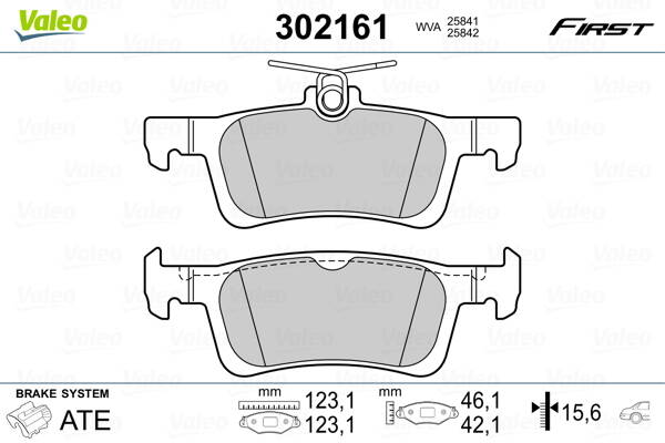 Rear brake pad set