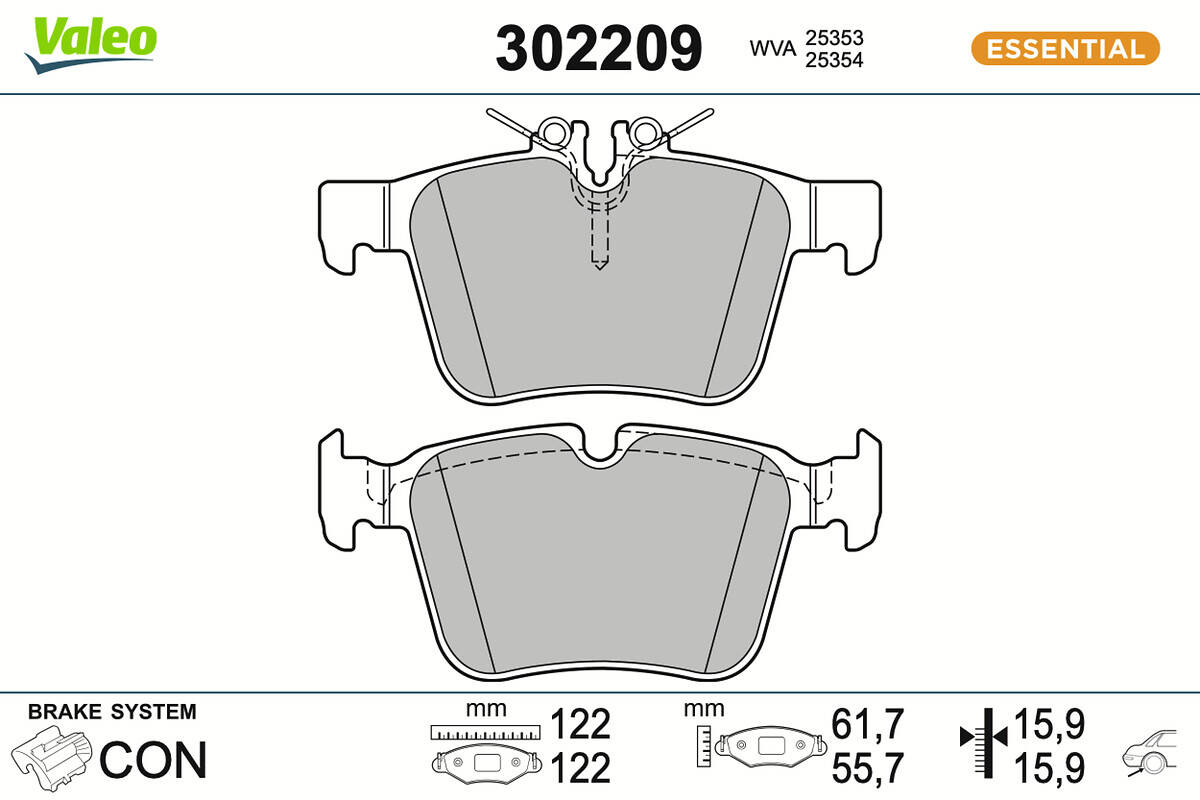 Rear brake pad set