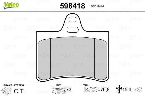 Rear brake pad set