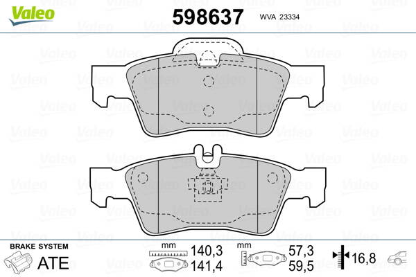 Rear brake pad set