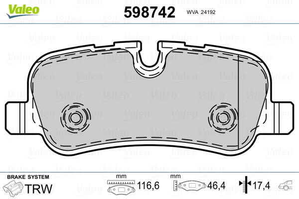 Rear brake pad set