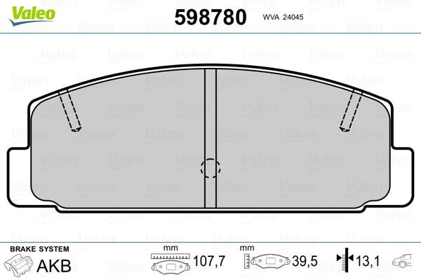 Rear brake pad set