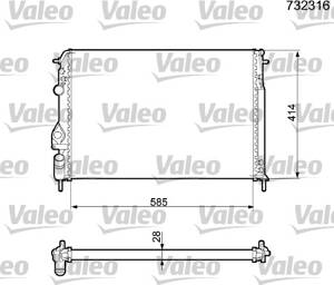 Radiateur Moteur Valeo 731186 - Compatible Peugeot 106 1.4D, 1.5D (1991-1996) - Dimensions 322x525x34 Mm