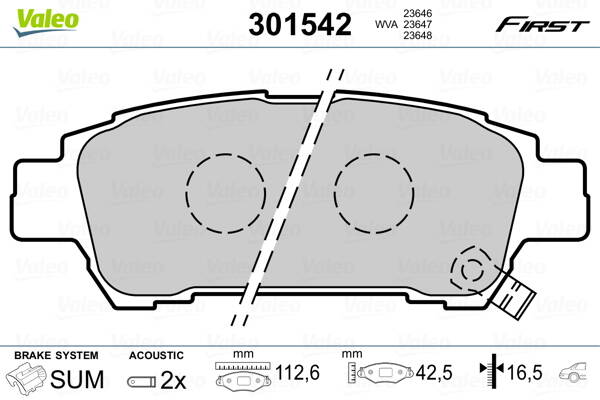 Rear brake pad set