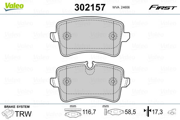 Rear brake pad set