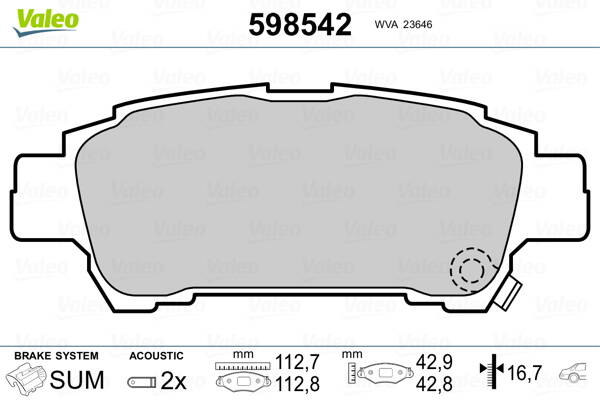 Rear brake pad set