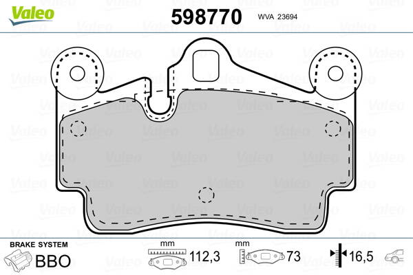Rear brake pad set