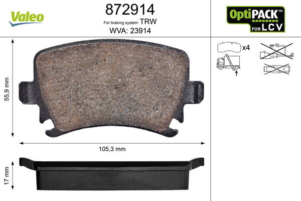 Rear brake pad set