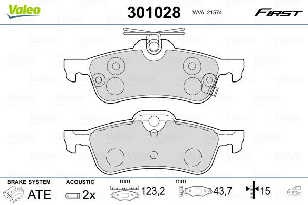 Rear brake pad set