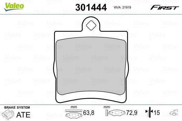 Rear brake pad set