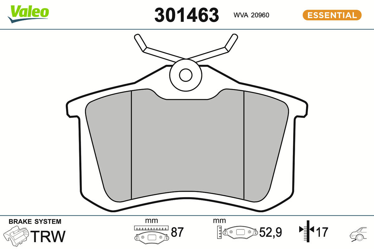 Rear brake pad set