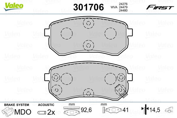 Rear brake pad set