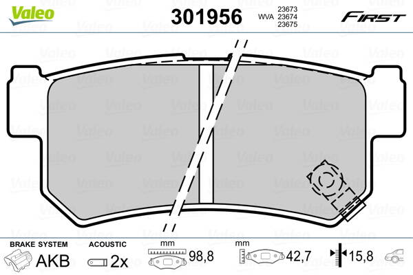 Rear brake pad set