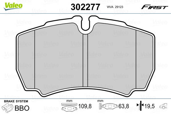 Rear brake pad set