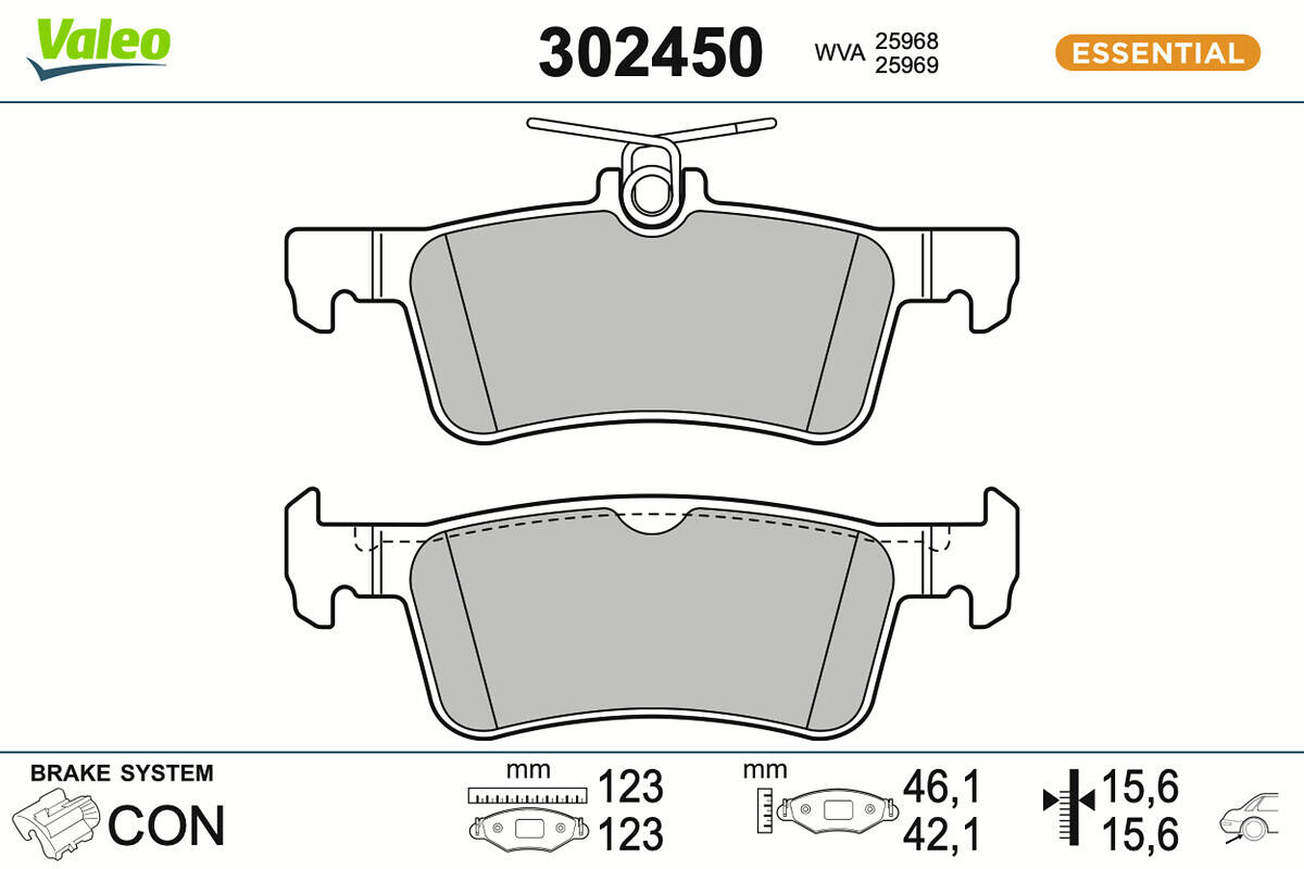 Rear brake pad set