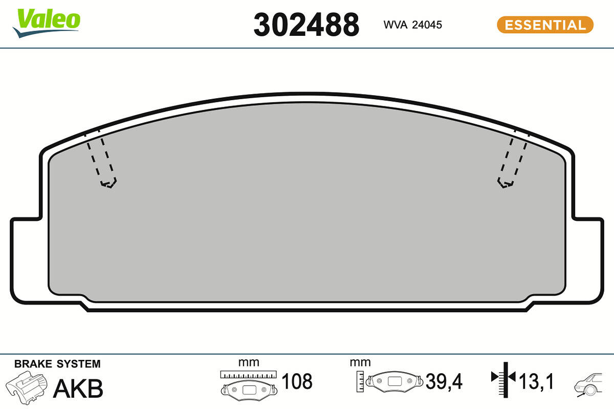 Rear brake pad set