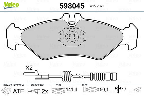 Rear brake pad set