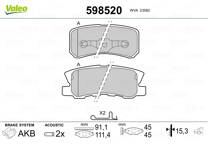 Rear brake pad set