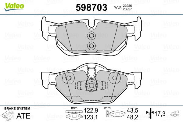 Rear brake pad set