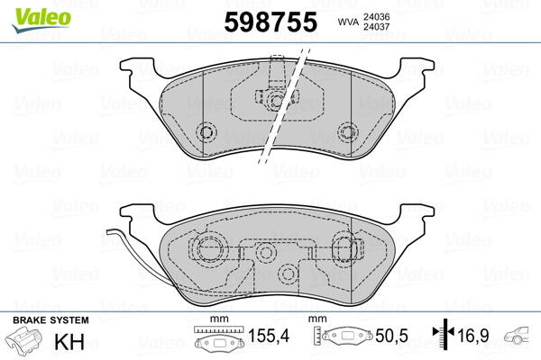 Rear brake pad set