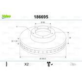 Set van 2 remschijven VALEO - 186695
