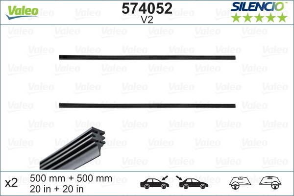 Wiper Blade Rubber VALEO Silencio (x2)