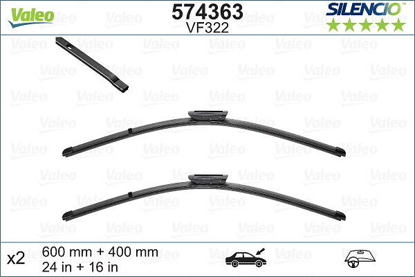 Pair of wiperblades VALEO Silencio