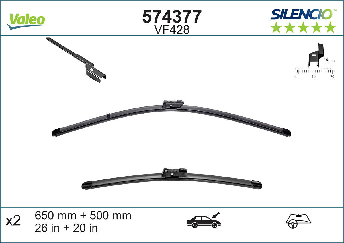 Pair of wiperblades VALEO Silencio