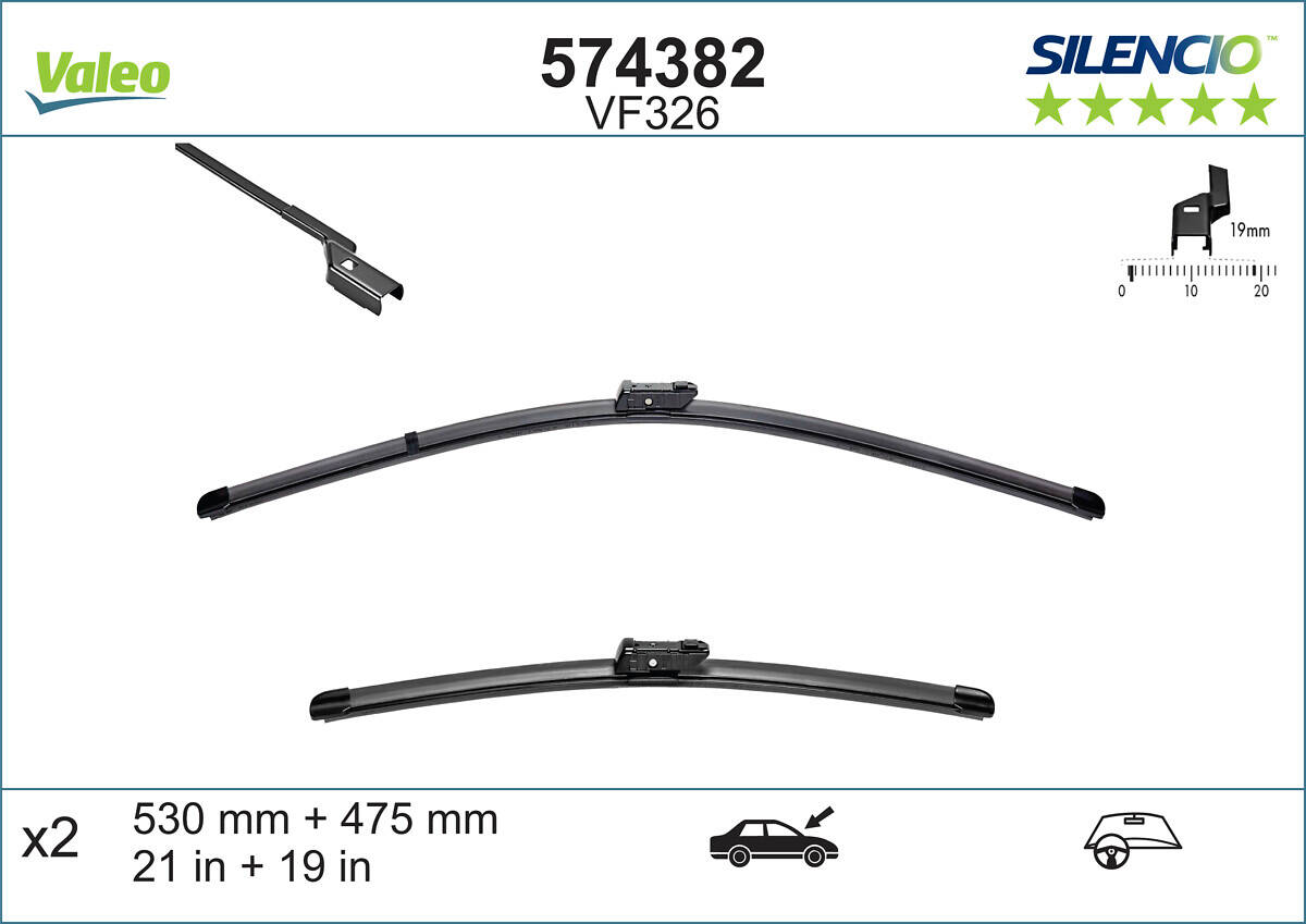 Pair of wiperblades VALEO Silencio
