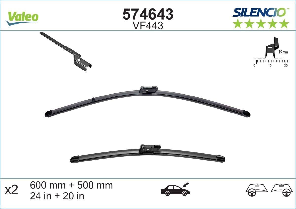 Pair of wiperblades VALEO Silencio