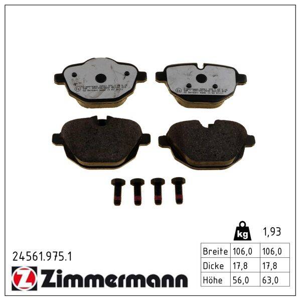 Rear brake pad set